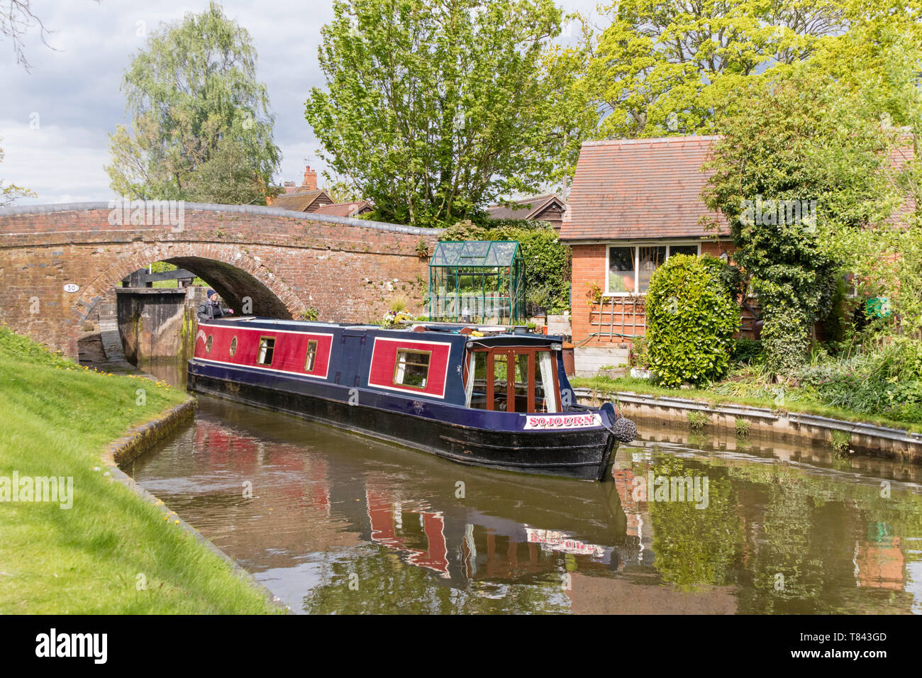 Boating on the Stratford upon Avon Canal between Hockley Heath and Lapworth, Warwickshire, England, UK Stock Photo