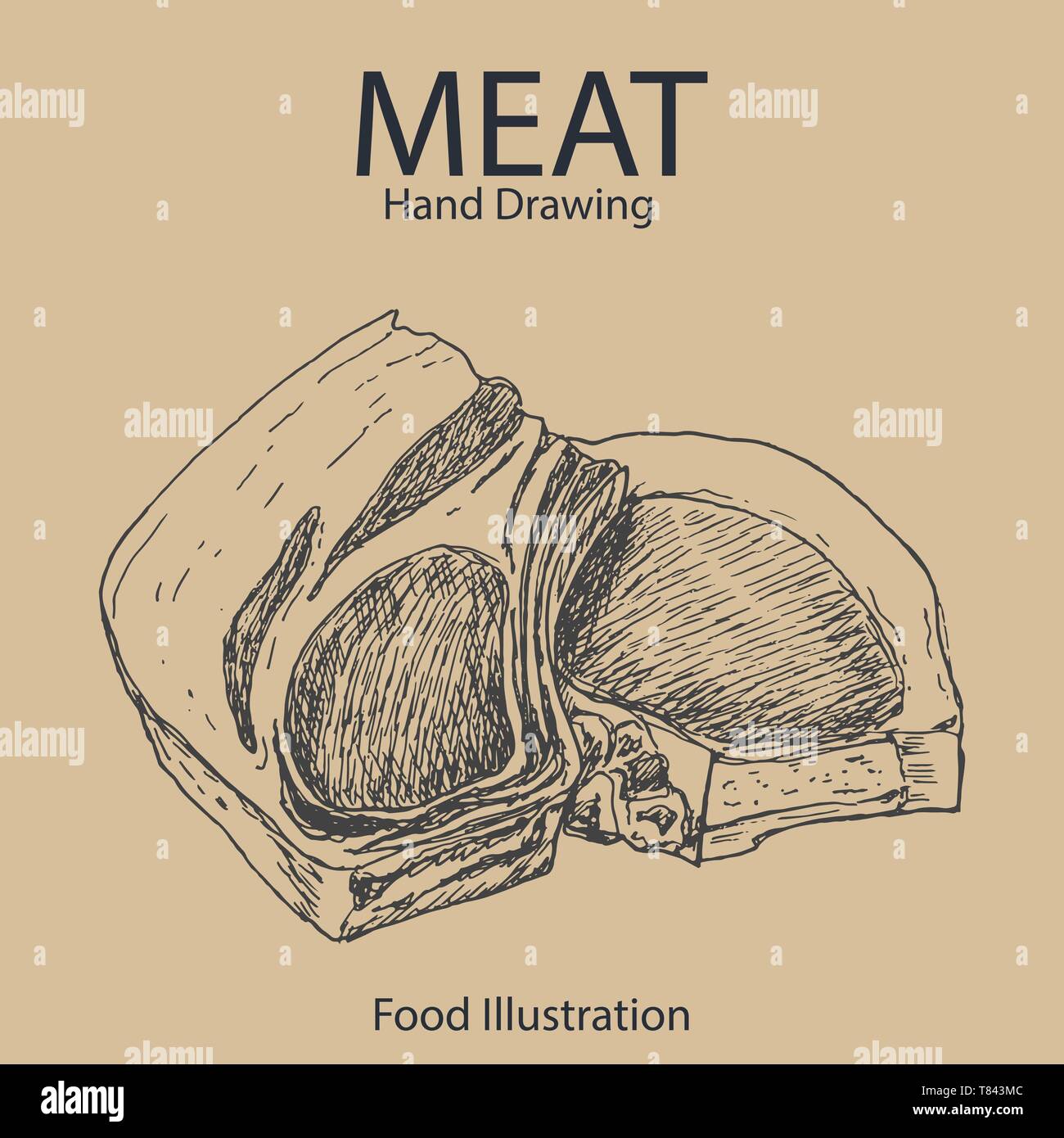 Vector background of hand drawn meat. Vector illustration for your ...