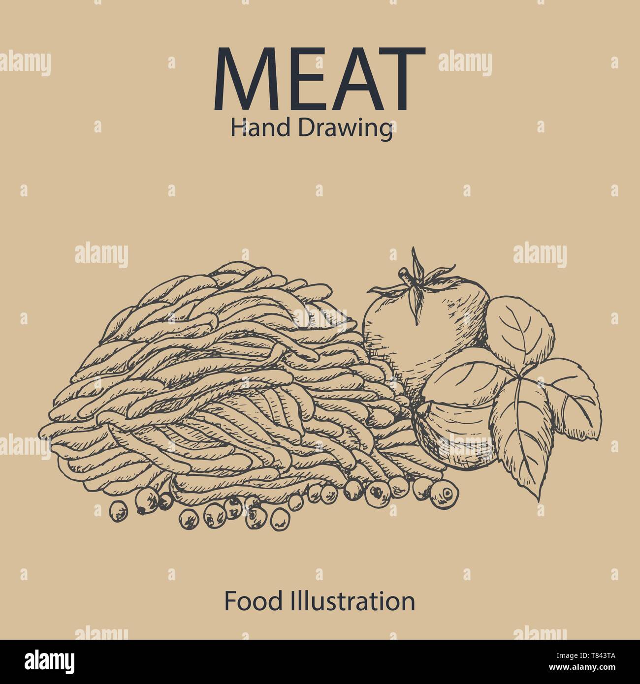 Vector background of hand drawn meat. Vector illustration for your ...