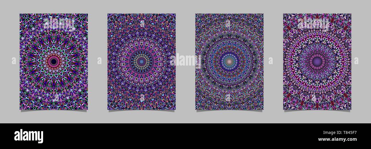 Colorful abstract floral garden mandala poster background template set Stock Vector