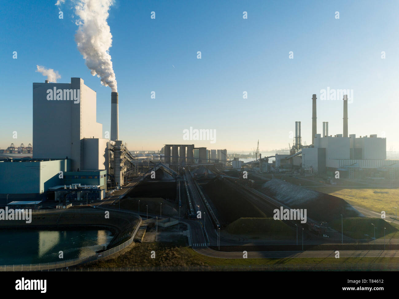 Coal fired power stations, Maasvlakte, Rotterdam, Zuid-Holland, Netherlands Stock Photo