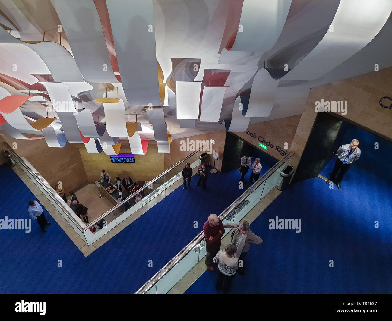 Manchester, England - February 17, 2019: Interior view of the corridors of the Bridgewater Hall. The Hall is Manchester's international concert venue, Stock Photo