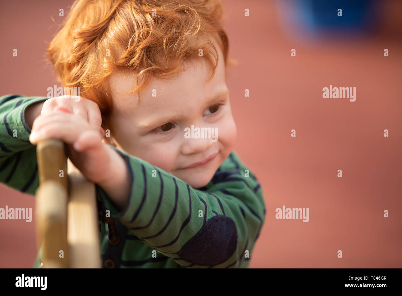Portrait of boy with red hair Stock Photo