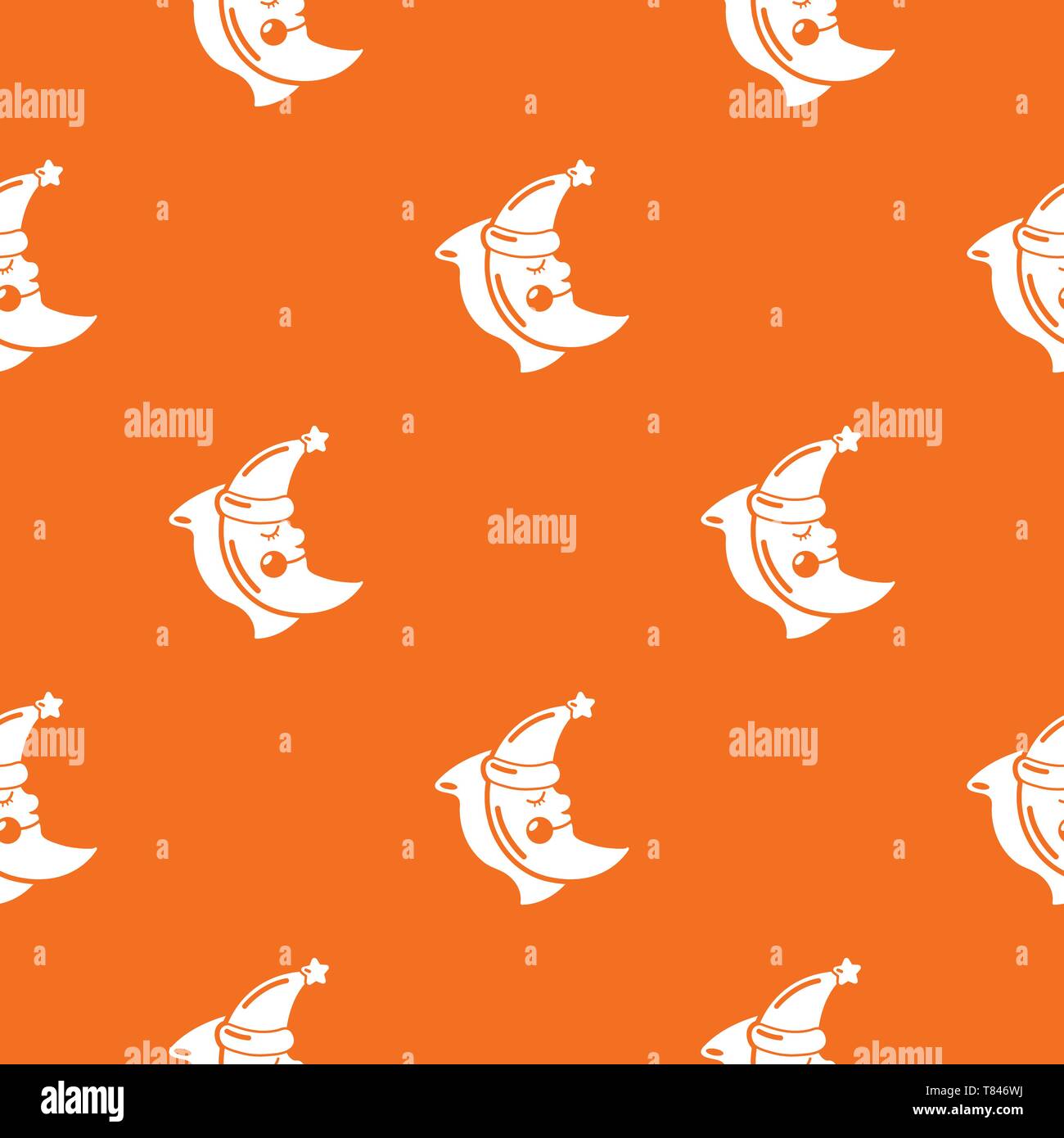 Sleeping moon pattern vector orange Stock Vector