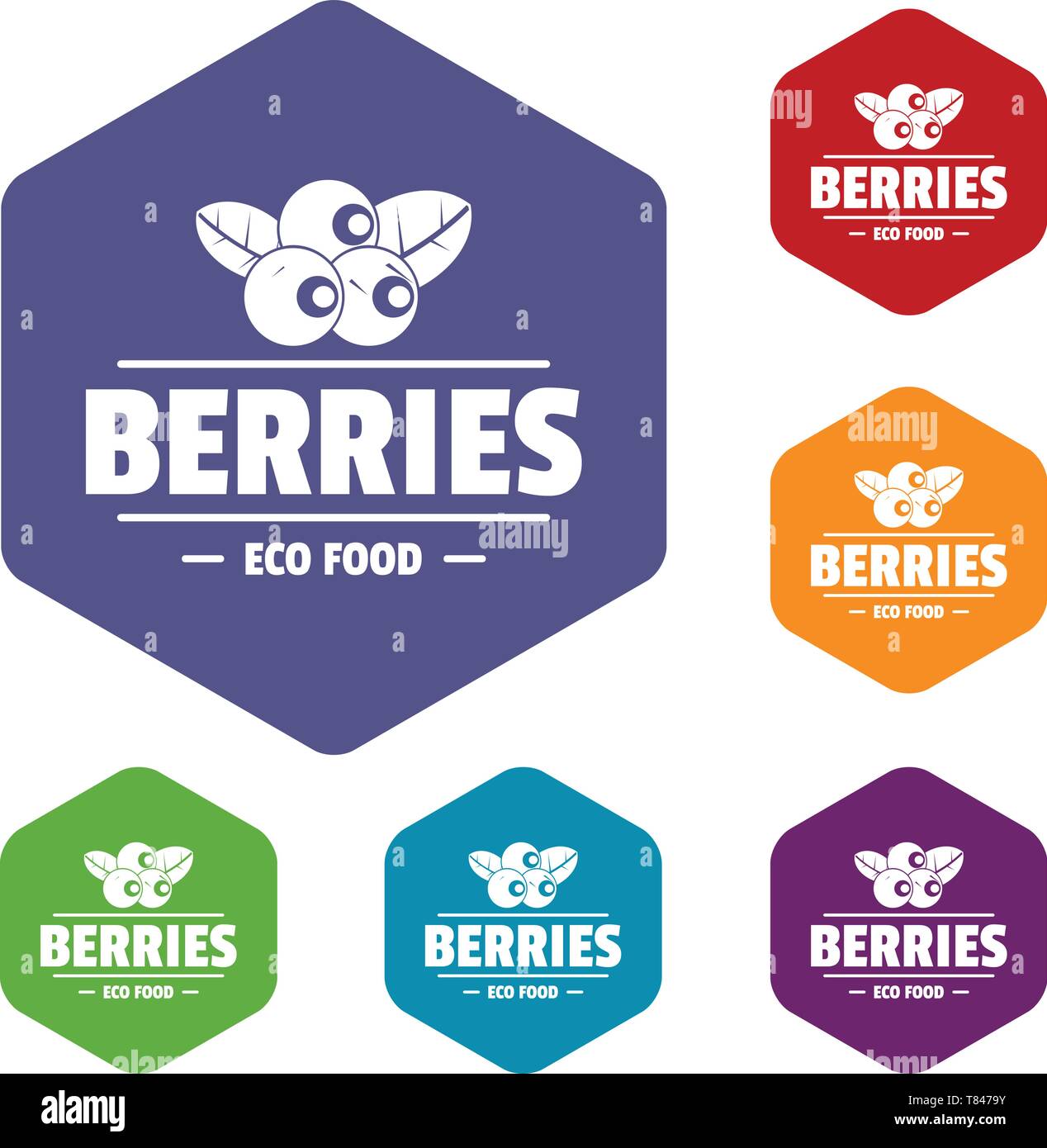 Organic berries icons vector hexahedron Stock Vector