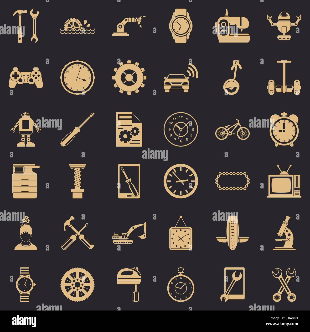 Gear icons set, simple style Stock Vector Image & Art Alamy