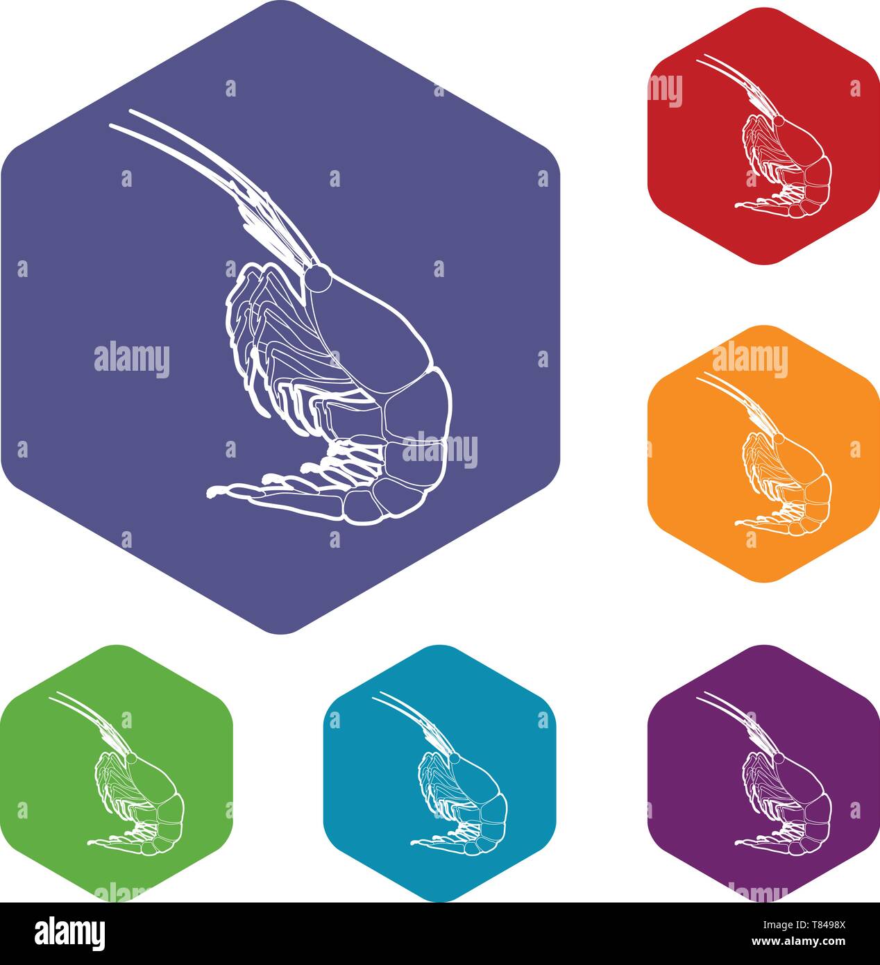 Shrimp icons vector hexahedron Stock Vector