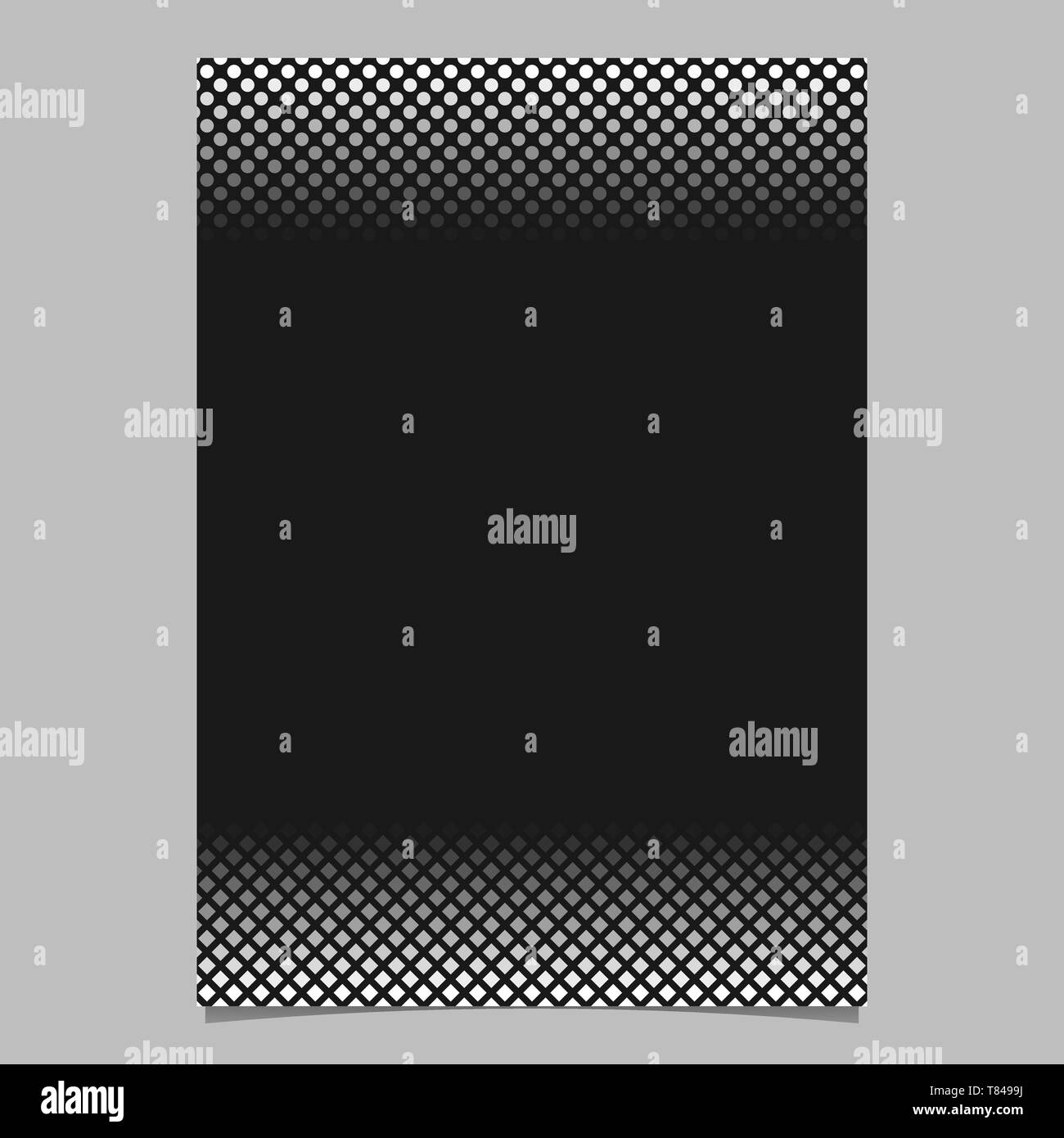 Monochrome halftone circle and square pattern flyer background template ...