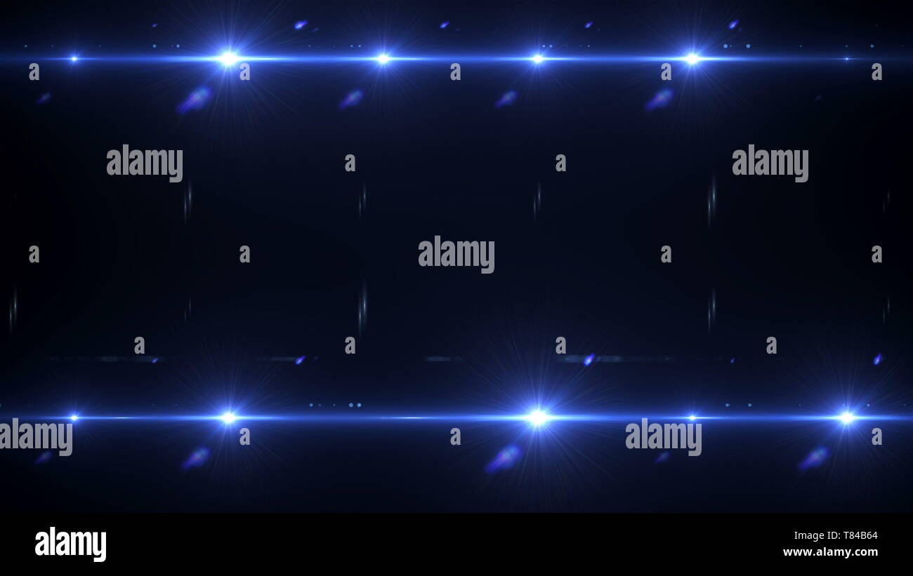 Camera flash flare, floodlights in the dark space abstraction, 3d ...