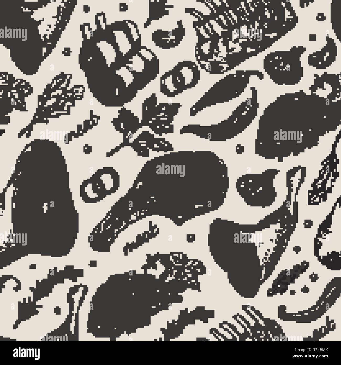 Seamless pattern with different meat products. Vector illustration for your design Stock Vector