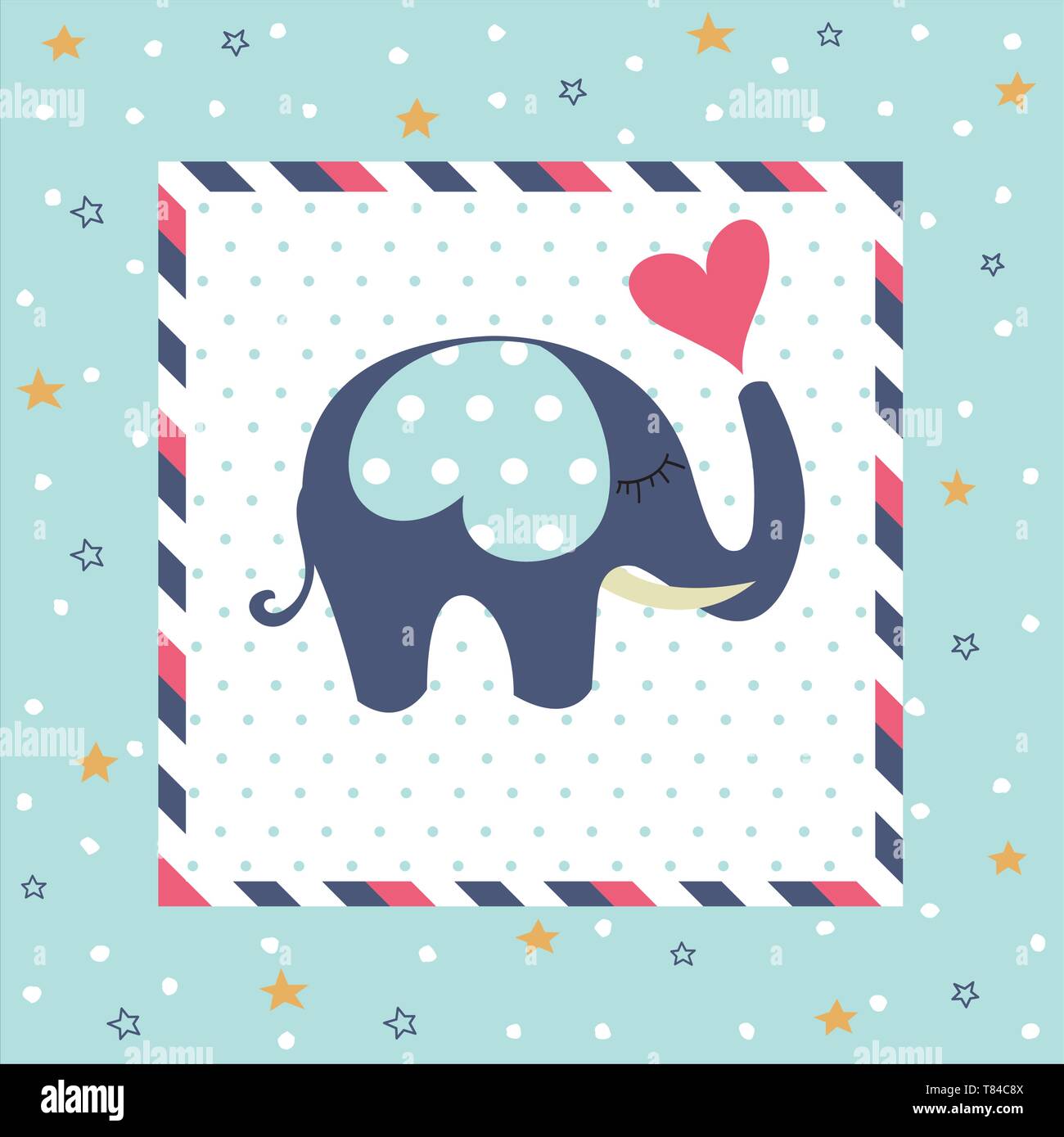Baby Shower greeting card with Elephant Stock Vector Image & Art - Alamy