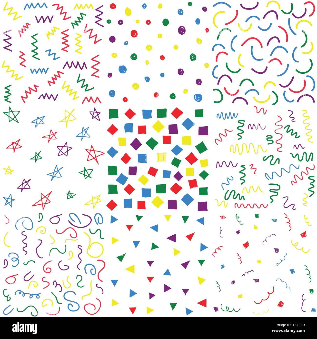 Hand drawn doodle seamless patterns Stock Vector