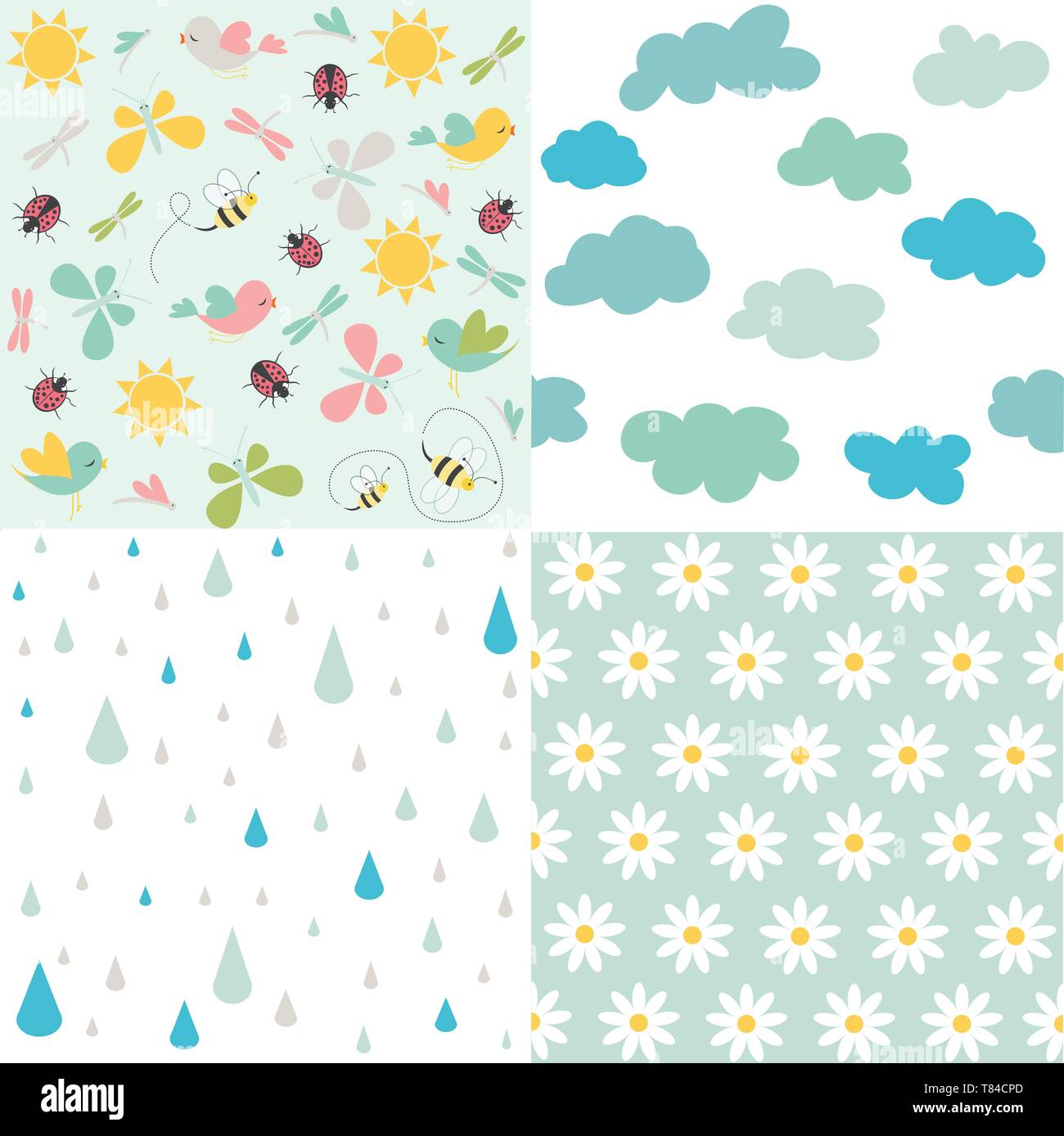 Spring patterns. Vector seamless backgrounds Stock Vector Image & Art ...