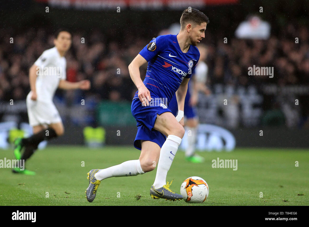 London, UK. 9th May 2019. Jorginho of Chelsea in action. UEFA Europa league match, semi- final, 2nd leg match , Chelsea v Eintracht Frankfurt at Stamford Bridge in London on Thursday 9th May 2019.  this image may only be used for Editorial purposes. Editorial use only, license required for commercial use. No use in betting, games or a single club/league/player publications . pic by Steffan Bowen Credit: Andrew Orchard sports photography/Alamy Live News Stock Photo