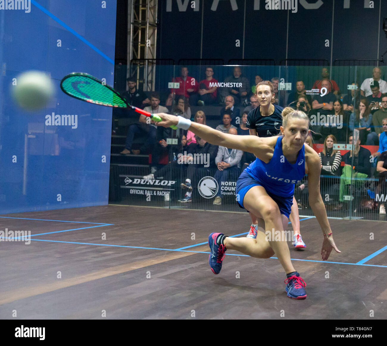 National Squash Centre, Manchester, UK. 10th May, 2019. Open Squash championships, day 2; Laura Massaro (ENG) in her second round match against Millie Tomlinson (ENG) Credit: Action Plus Sports/Alamy Live News