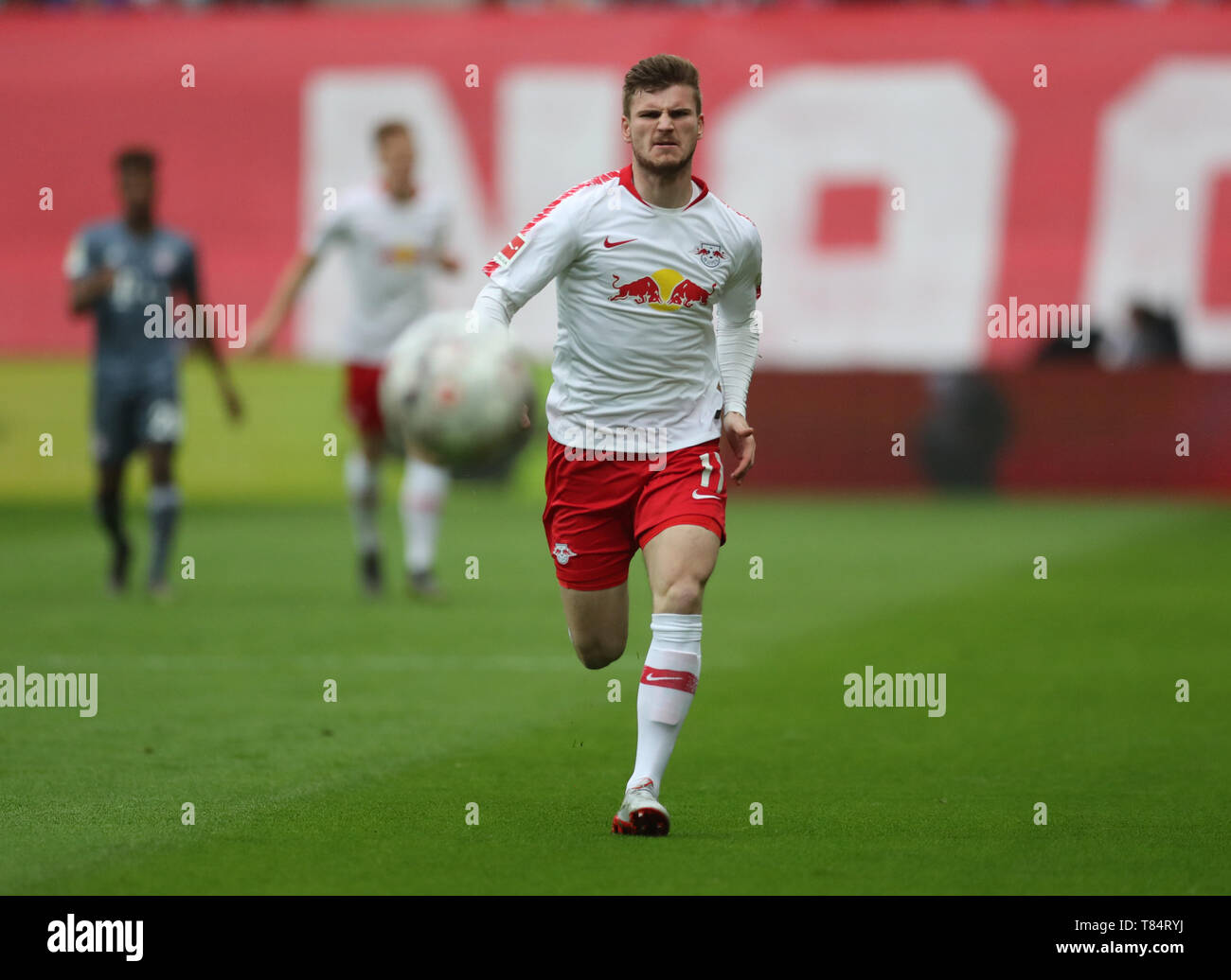 Leipzig Germany. 11th May 2019. Soccer Bundesliga 33rd matchday RB Leipzig Bayern Munich in the Red Bull Arena. Marc Marquez motorcycle racer from Spain drives through the stadium during a promotion