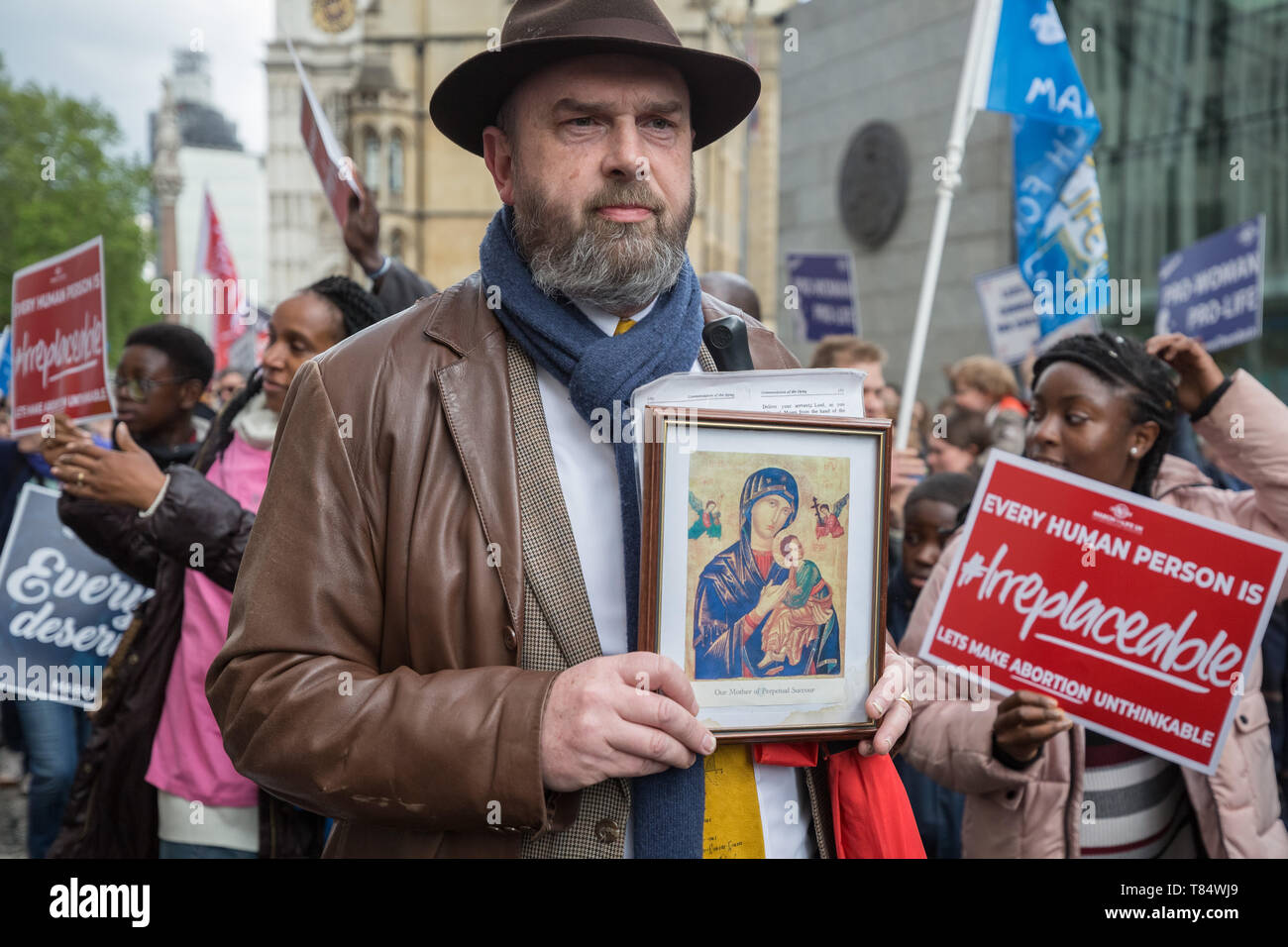 ‘March for Life UK’ anti-abortion protest march organised by pro-life Christian groups including The Good Counsel Network and March For Life UK. Stock Photo