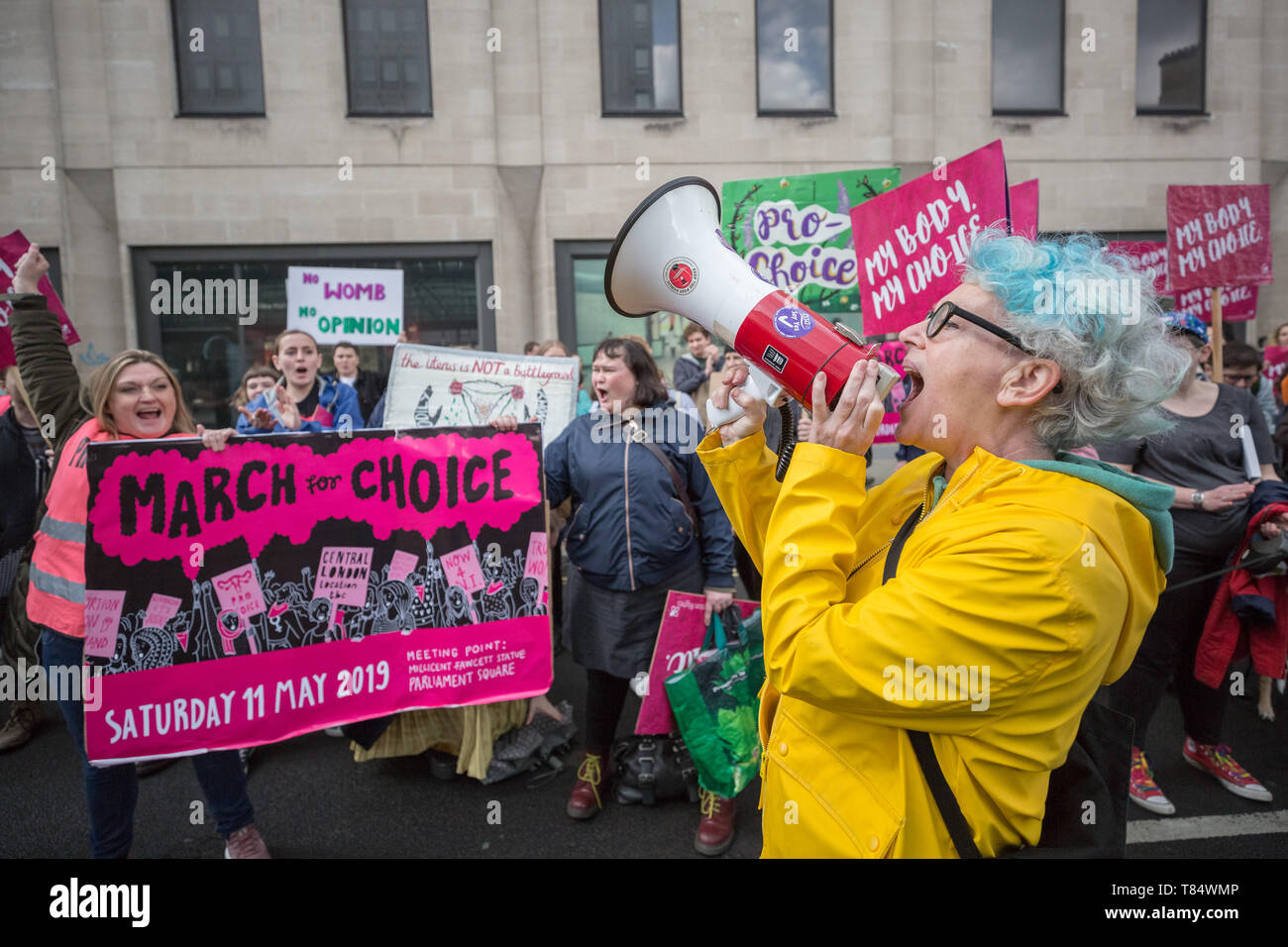 Women’s Pro-Choice groups including Sister Supporter, Abortion Rights UK and Doctors for Choice UK oppose anti-abortionist protesters in Westminster. Stock Photo