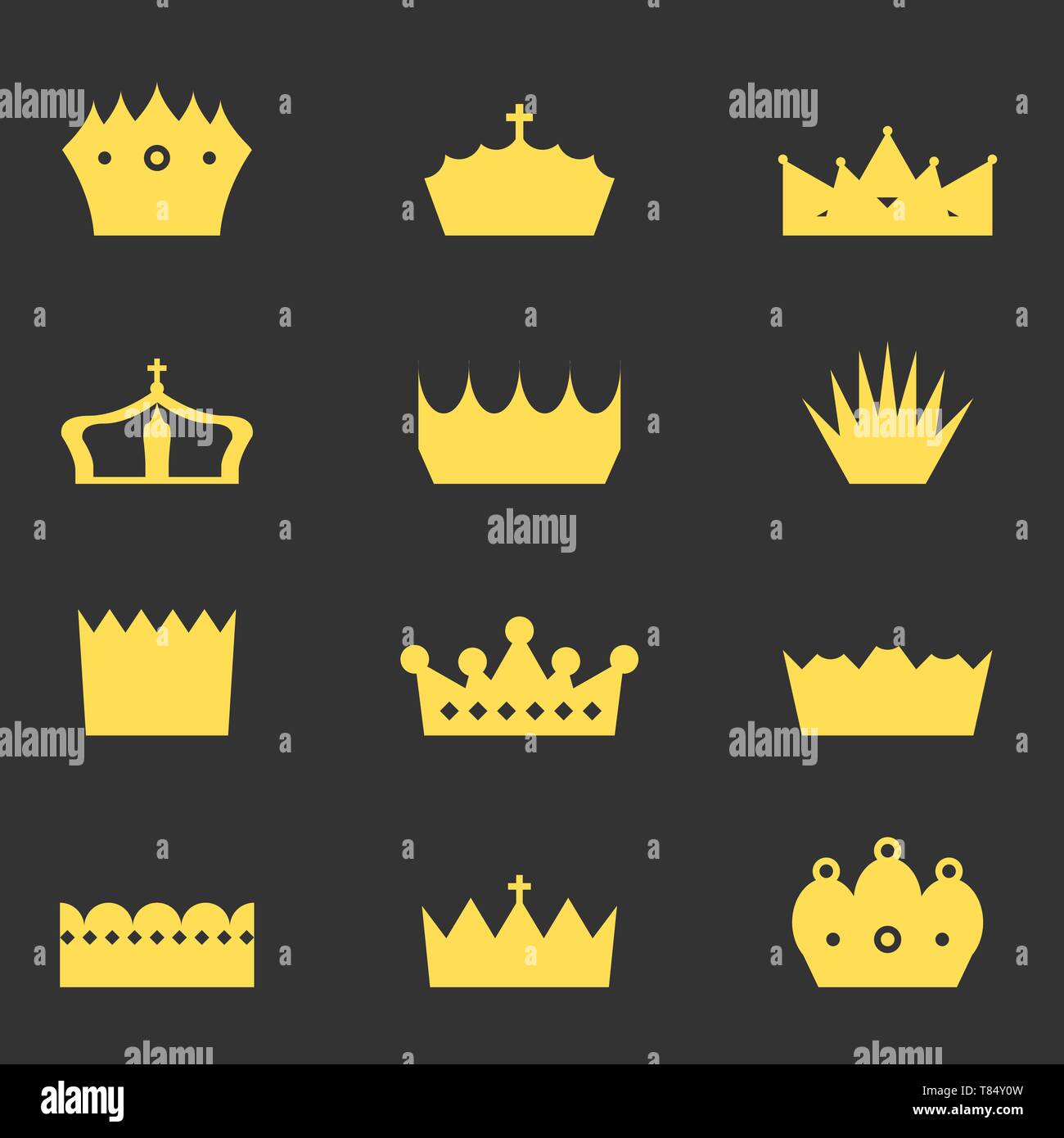 Crown icon set - royal insignia vector illustration Stock Vector Image ...