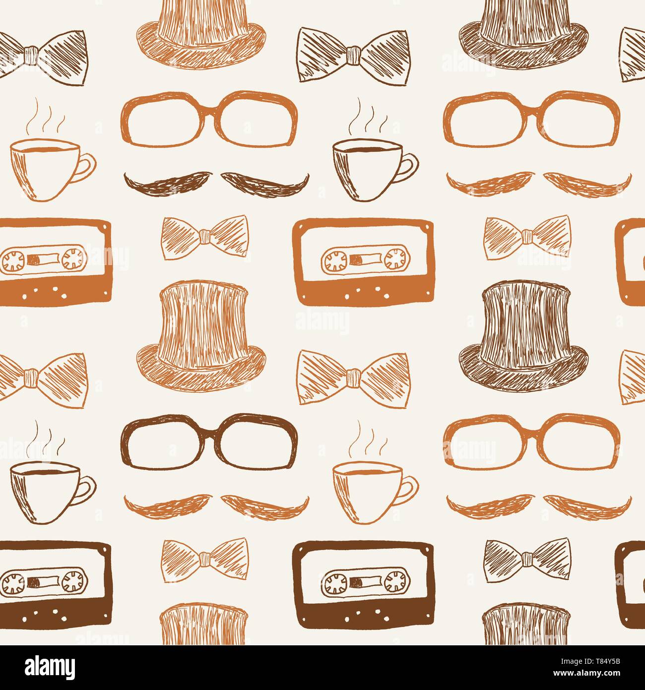Hipster background doodle - seamless texture vector illustration Stock ...