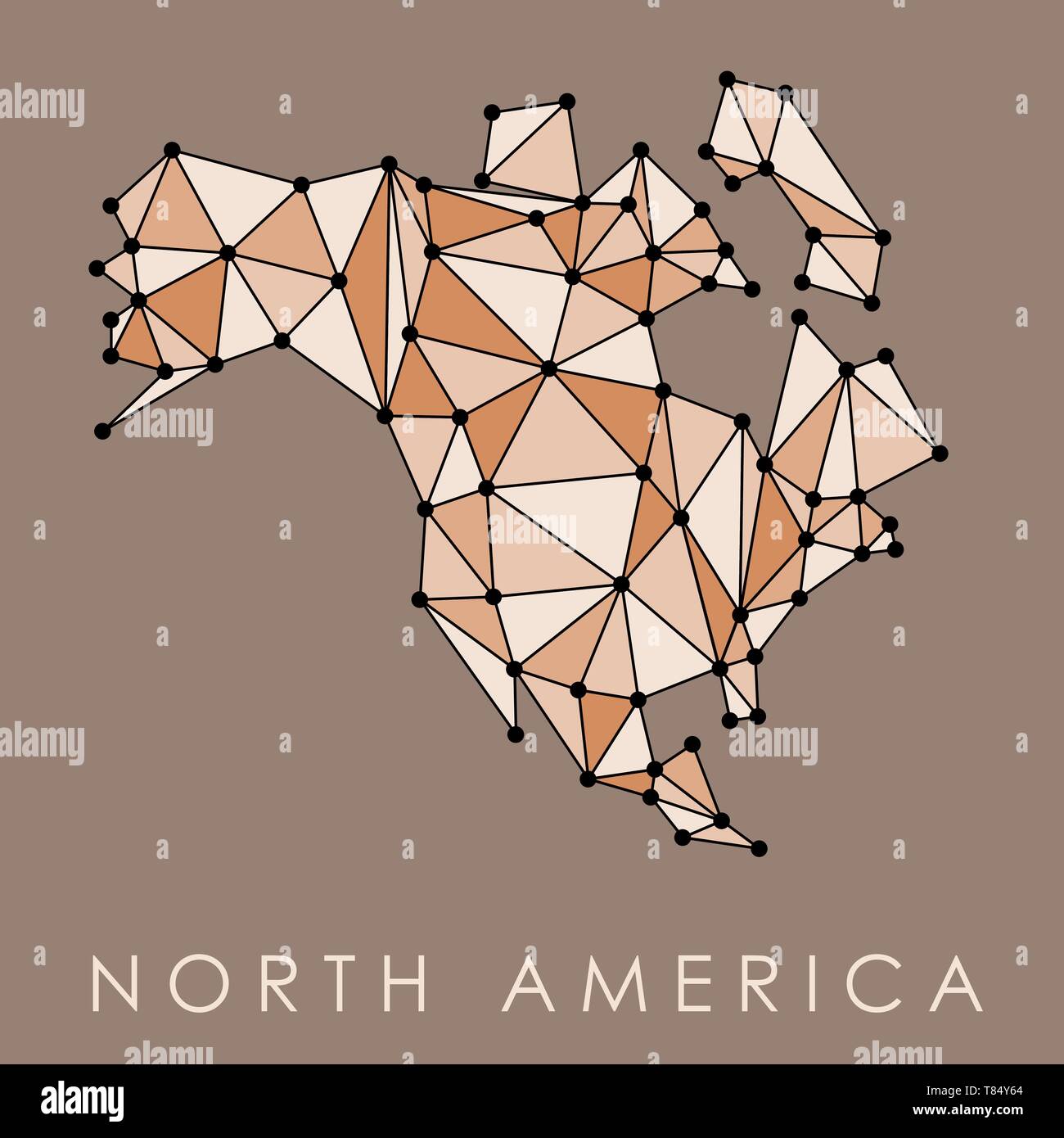 North America map vector - low polygon geometric style illustration. Stock Vector