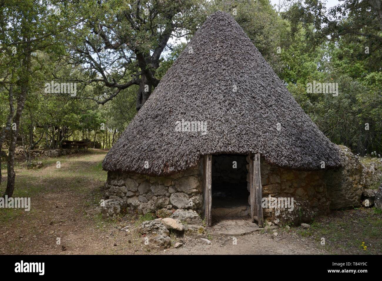 Traditional shepherd's hut (pinetta or barracu), Bau Lassa, near Ulassai, Sardinia, Italy, May 2018. Stock Photo