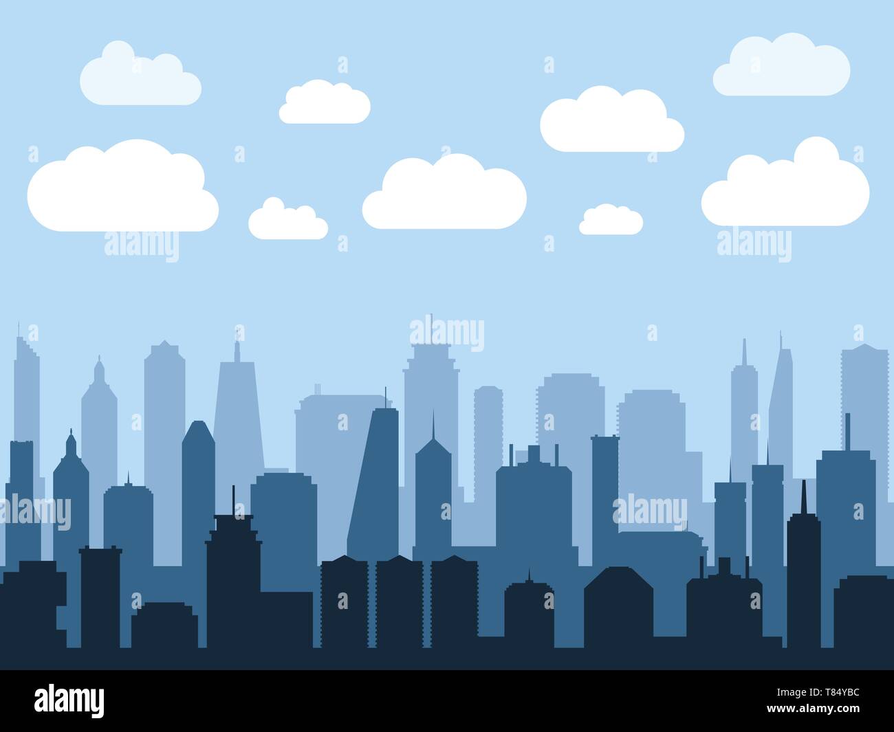 City skyline silhouette vector. Modern urban cityscape illustration. Stock Vector