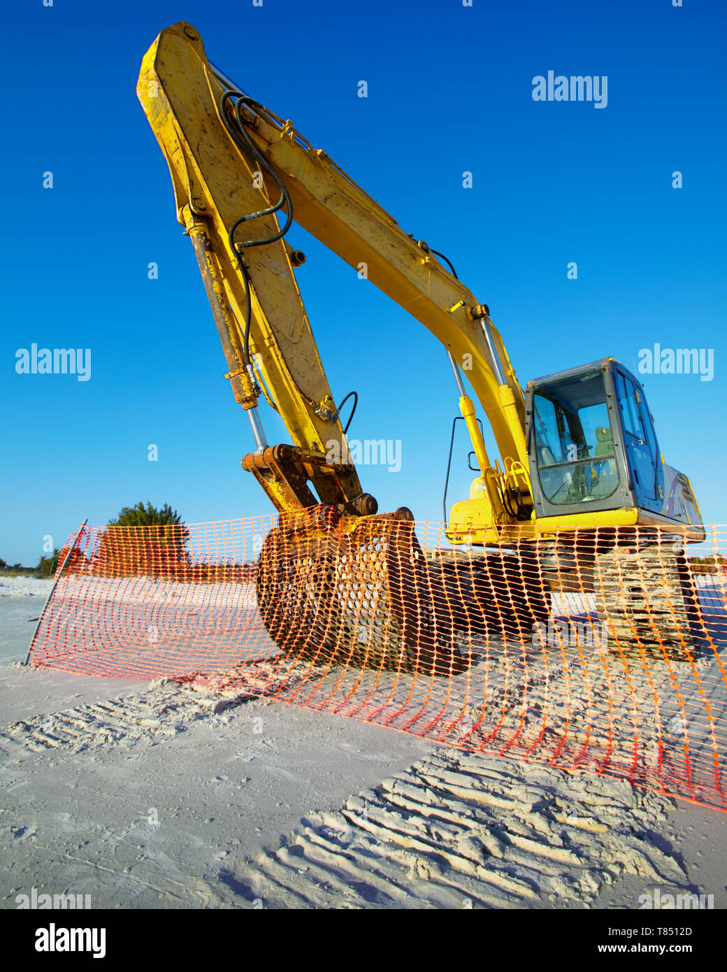 Excavator on the Beach Stock Photo - Alamy