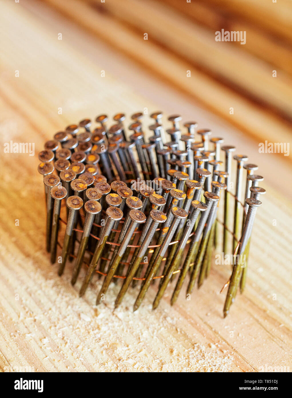 Coiled Framing Nails Stock Photo Alamy