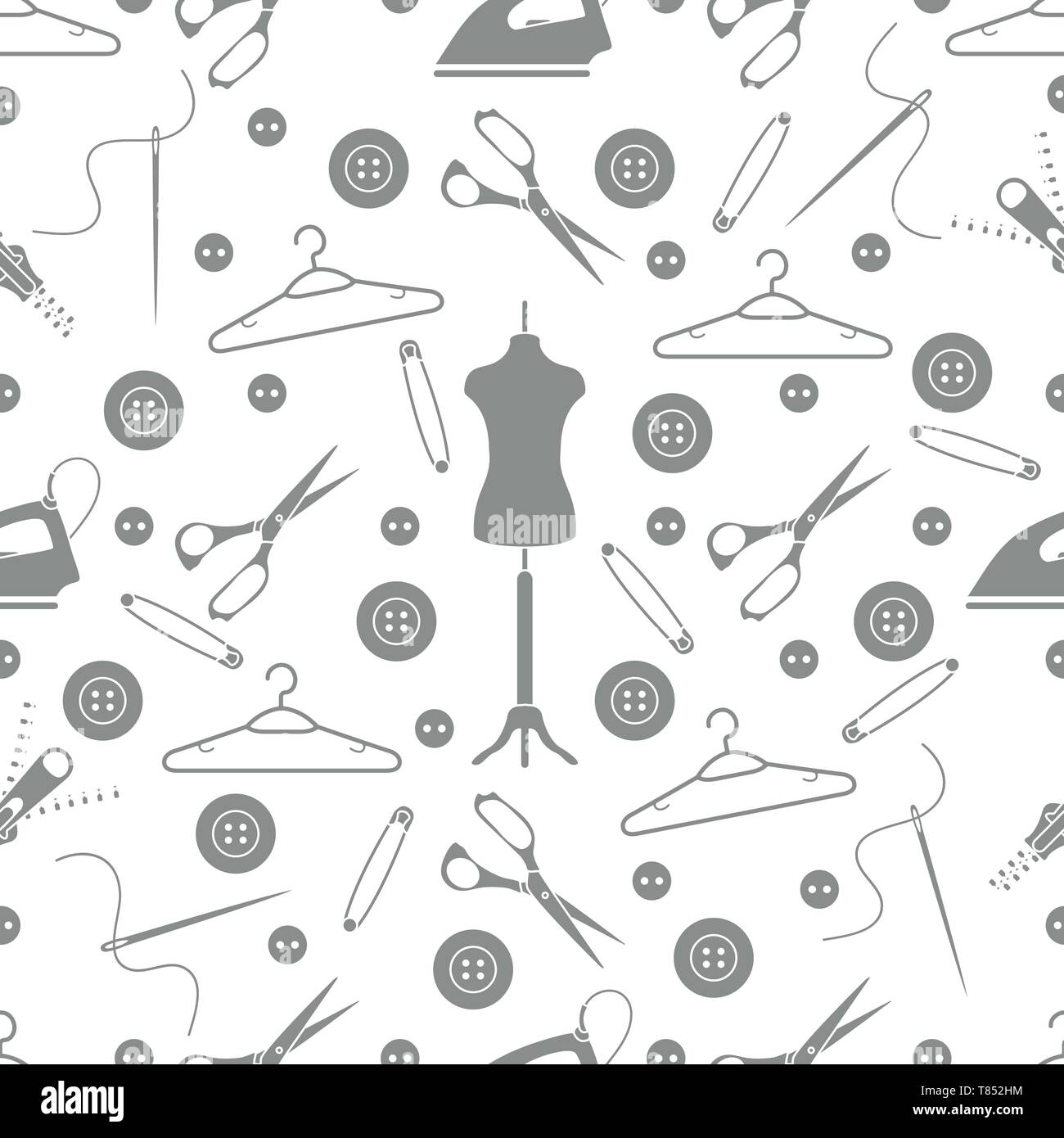 Vector seamless pattern with tools and accessories for sewing. Template ...