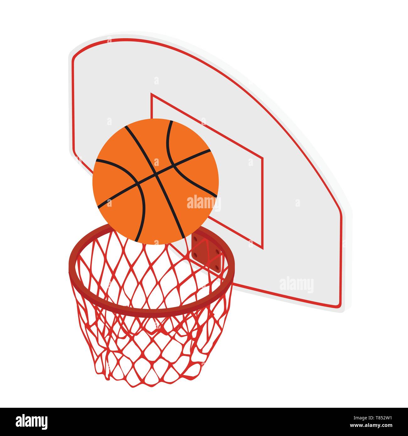 Basketball basket, hoop or net and basketball ball. Basketball icons ...