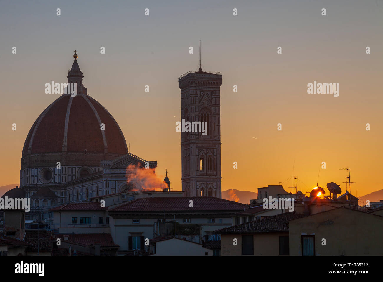 Santa Maria del Fiore cathedral dome and bell tower. Firenze, Italy Stock Photo
