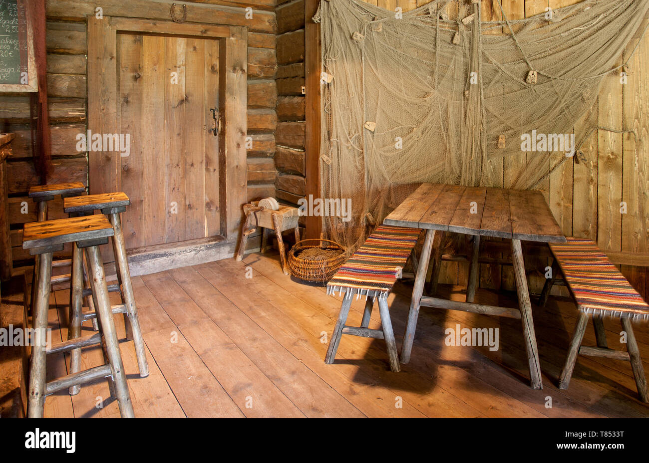 Wooden Dining Room Stock Photo - Alamy
