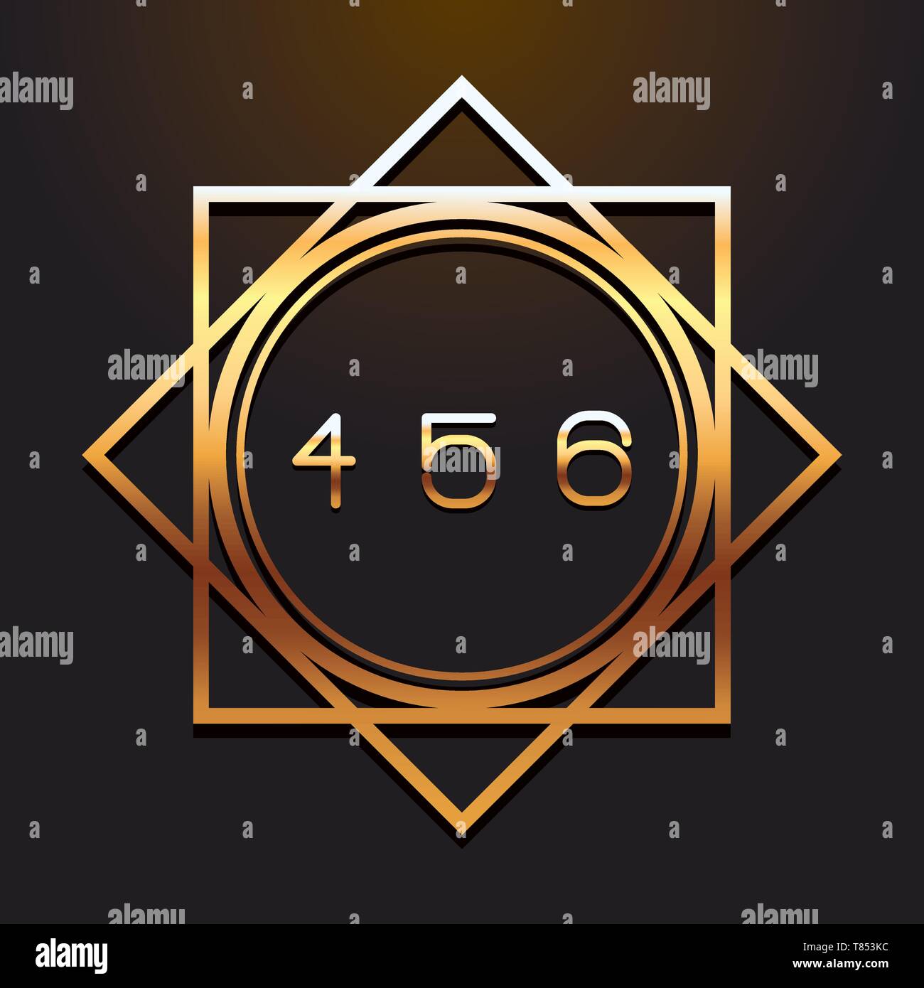 four five six number font Stock Vector
