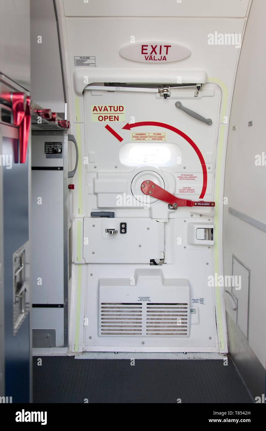 Hatch Door to an Airplane Stock Photo Alamy