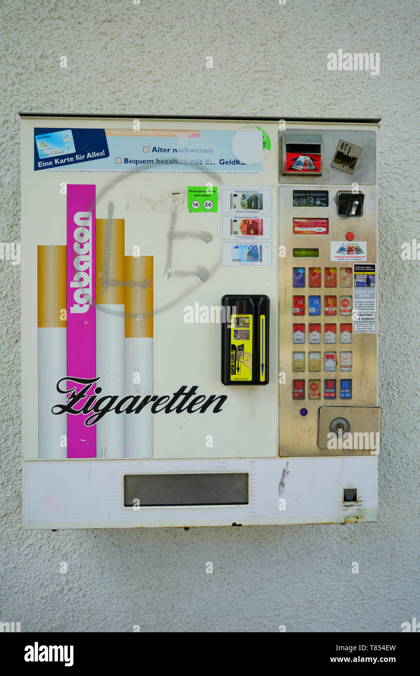 Cigarette Vending Machine on outdoor wall in Bavaria Germany Stock Photo Alamy