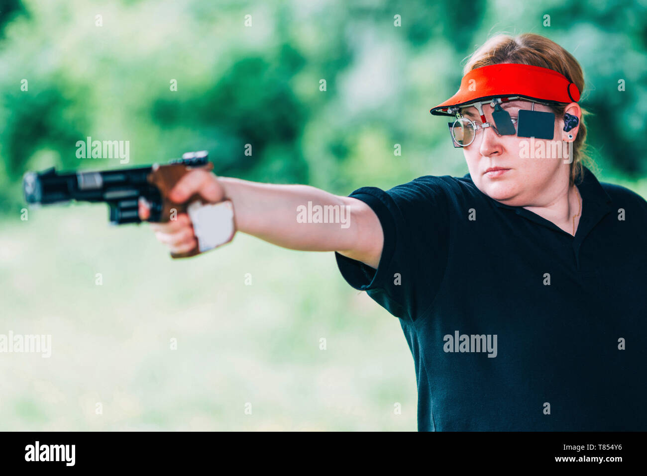 Sports pistol practice Stock Photo