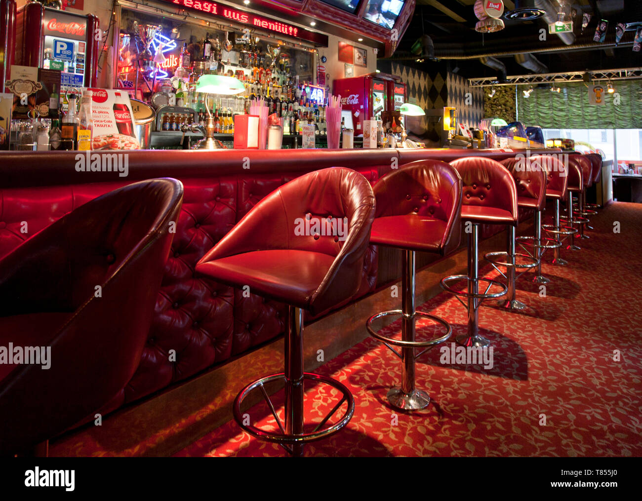 Bar at an American Style Diner Stock Photo Alamy
