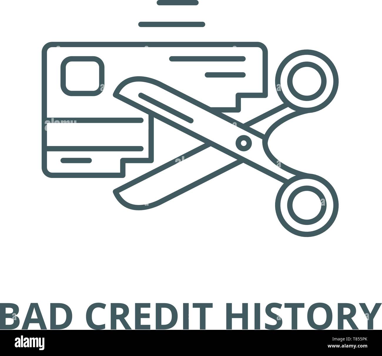 Bad credit history vector line icon, linear concept, outline sign