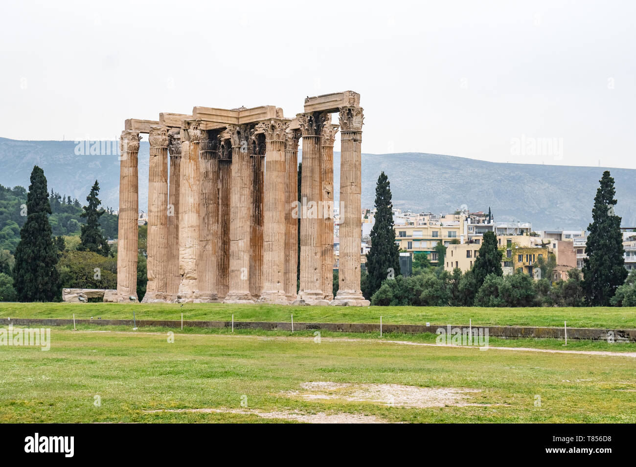 The columns of Temple of Olympian Zeus in Athens, Greece Stock Photo