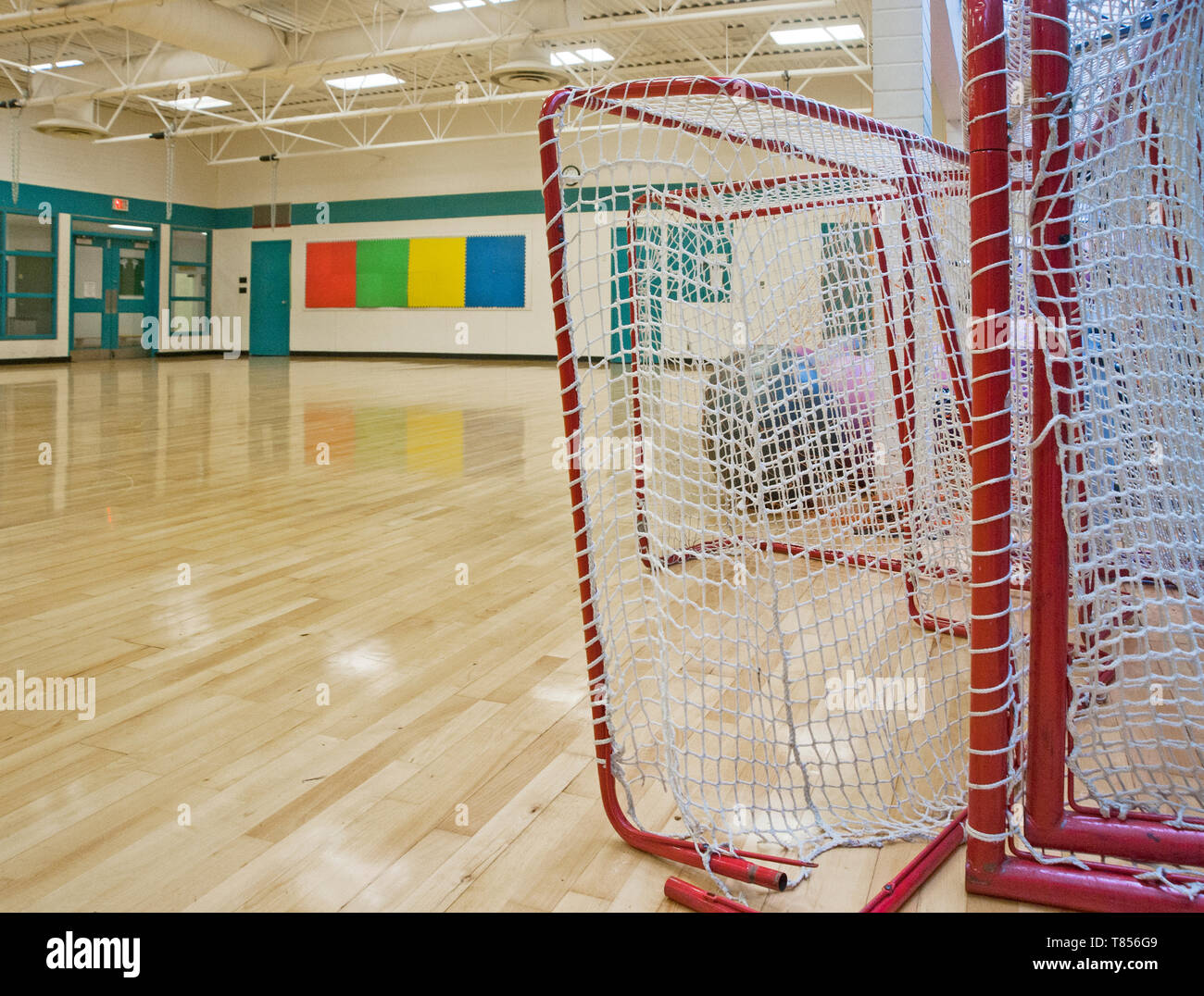 Lacrosse Goals in a Gymnasium Stock Photo Alamy