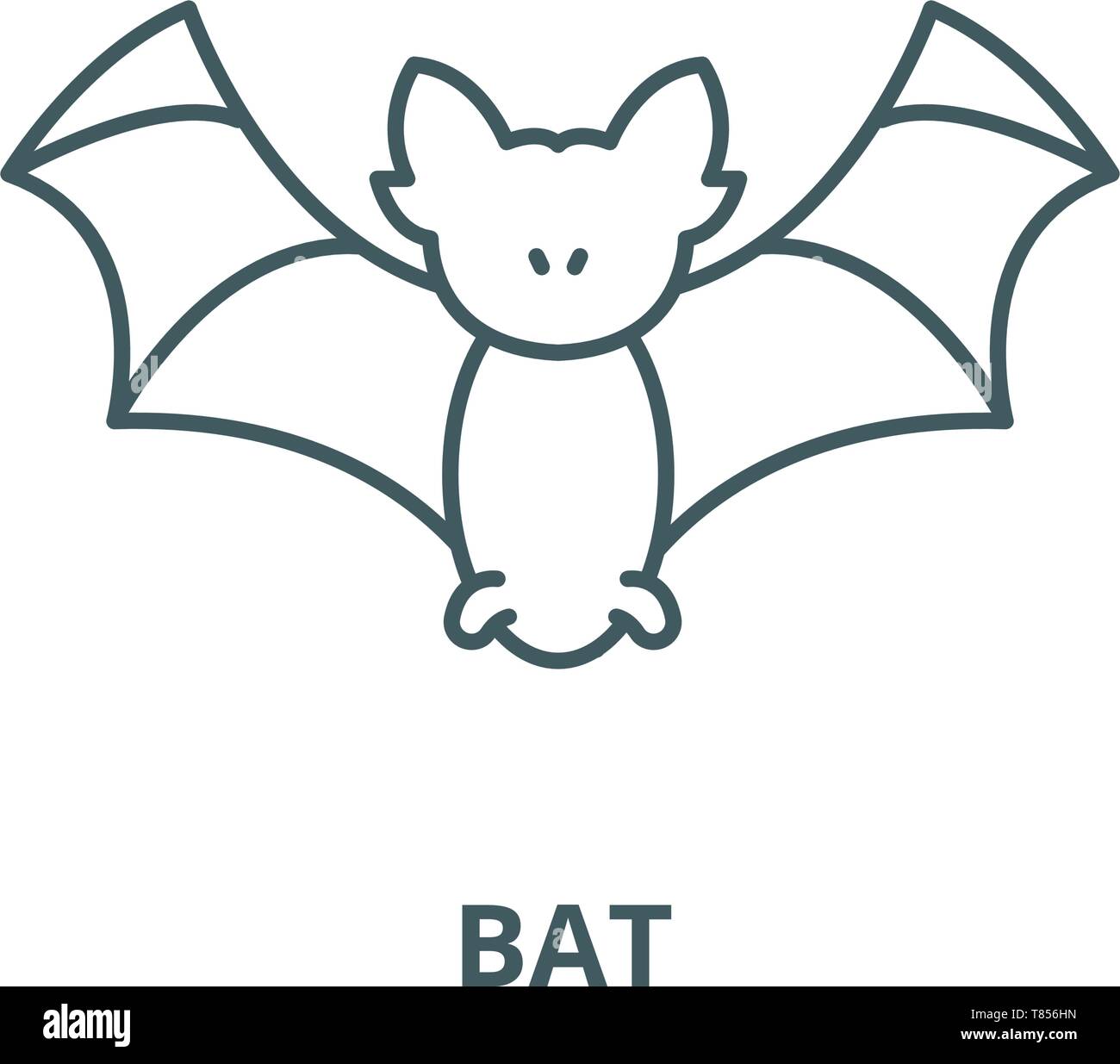 Bat vector line icon, outline concept, linear sign Stock Vector Image ...
