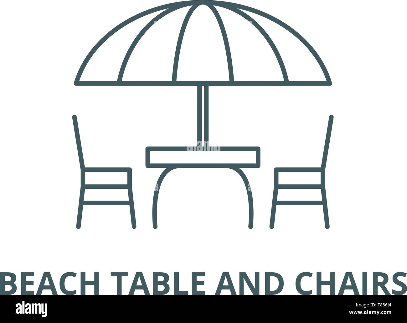 Beach table and chairs vector line icon, outline concept, linear sign