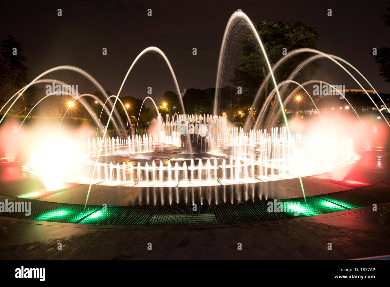 A fountain of the Magic water circuit, at the Park of the Reserve Stock Photo