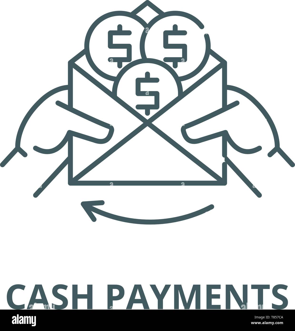 Cash payments vector line icon, linear concept, outline sign, symbol ...