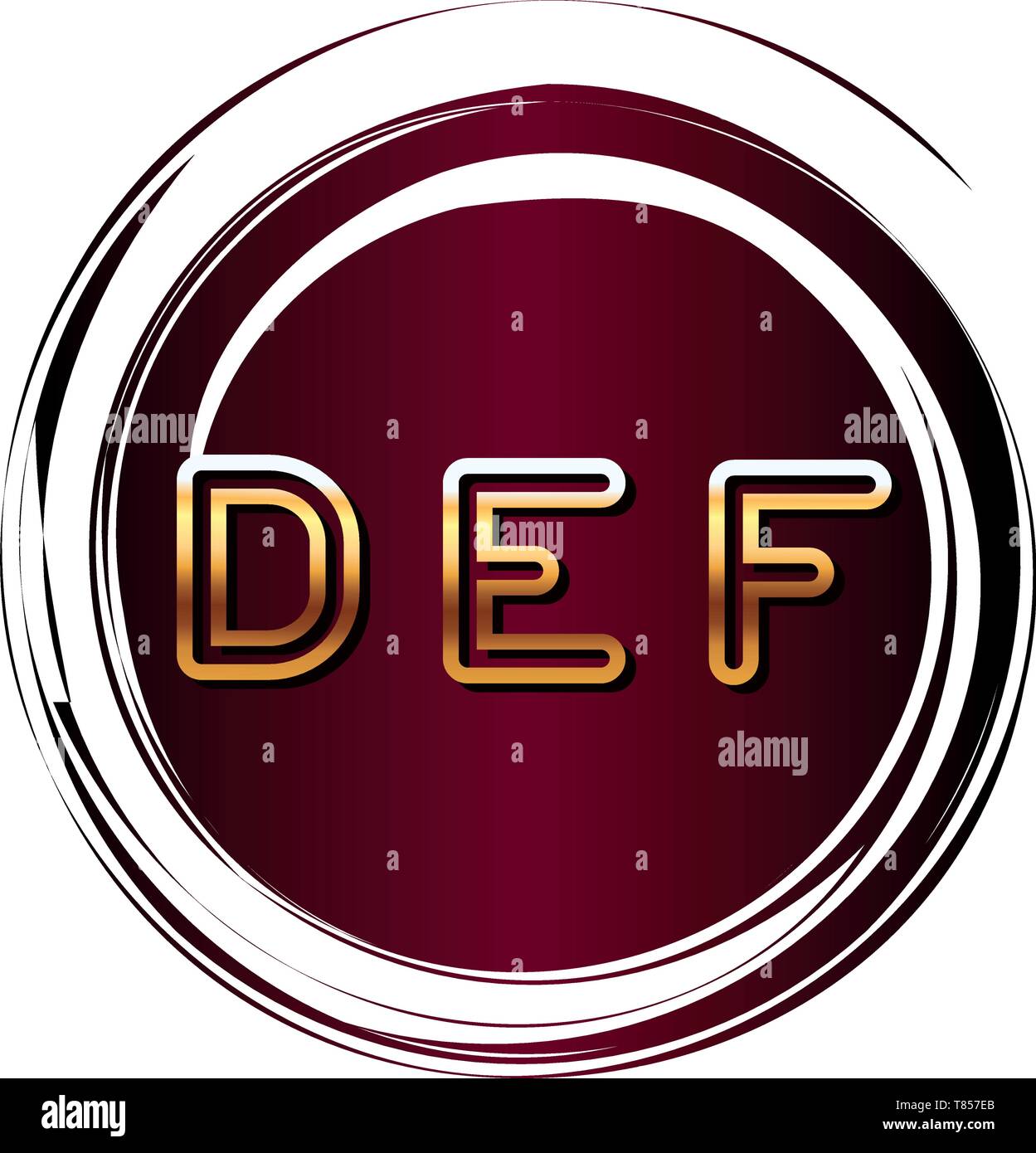 DEF alphabet font letters red round emblem red round emblem Stock