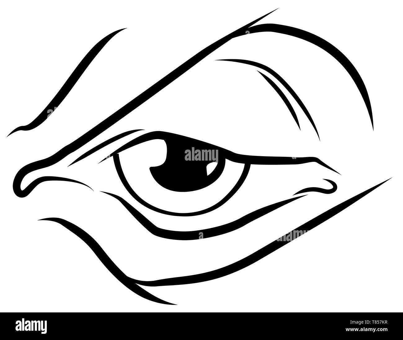 Eye comics style cartoon stencil black, vector illustration, horizontal, isolated Stock Vector