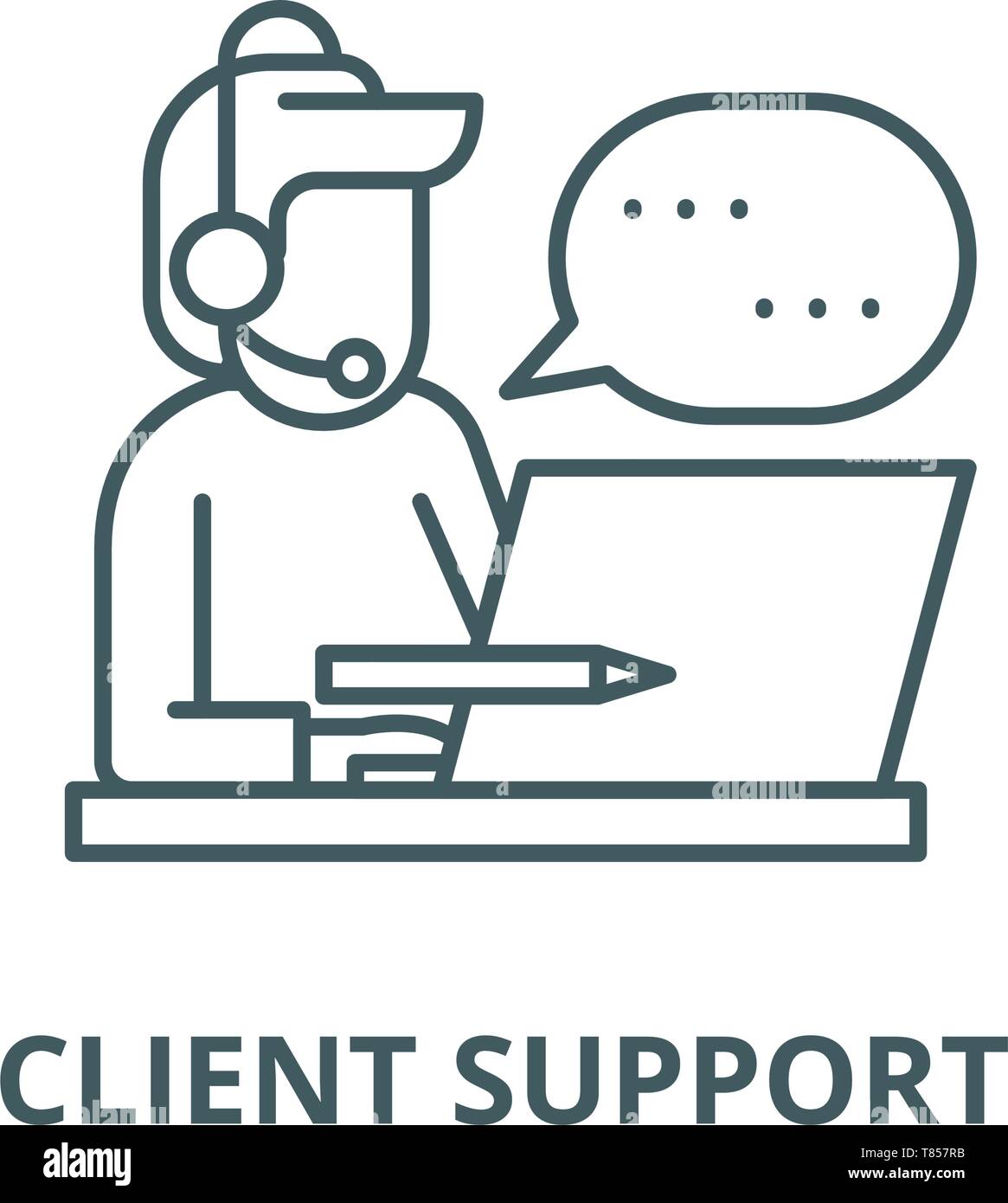 Client support vector line icon, linear concept, outline sign, symbol ...