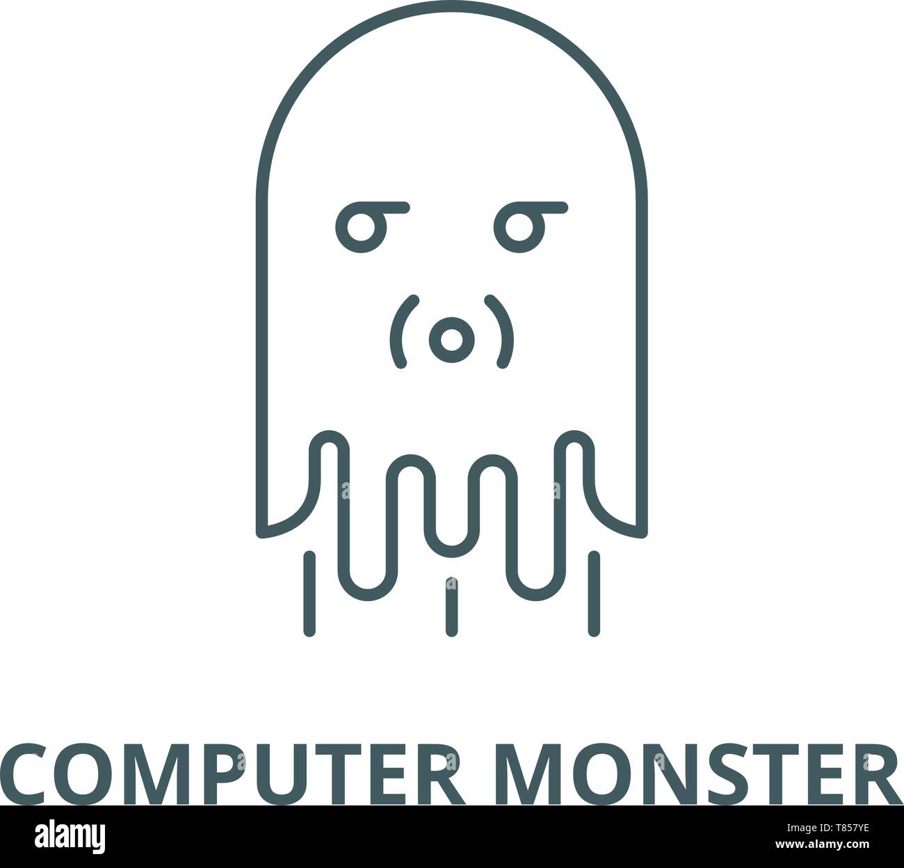 Computer monster vector line icon, linear concept, outline sign, symbol ...