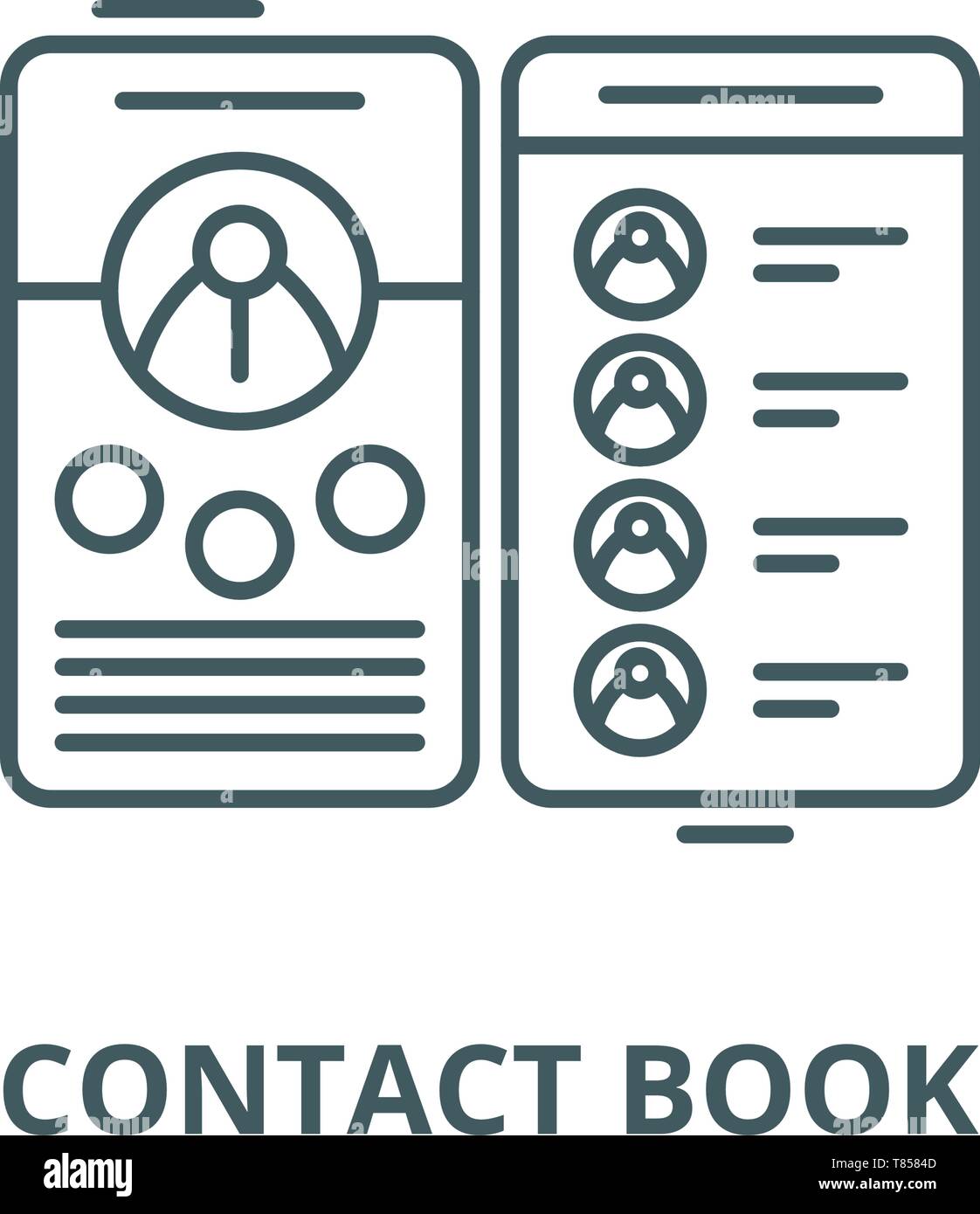 CONTACT BOOK vector line icon, linear concept, outline sign, symbol ...